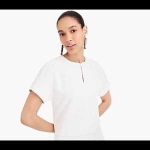 J. Crew Cropped cap-sleeve top in 365 crepe